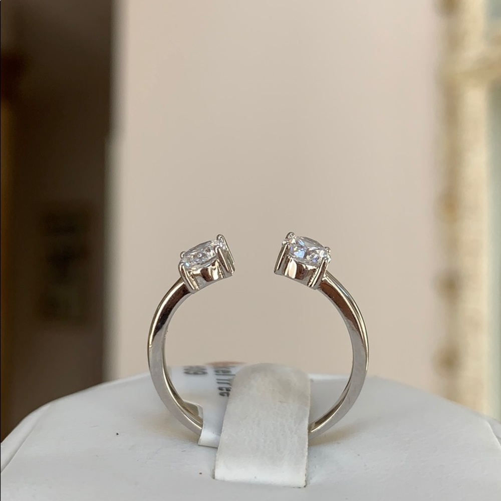 Sterling Silver Cuff Cubic zirconia Ring Band - Picture 3 of 8